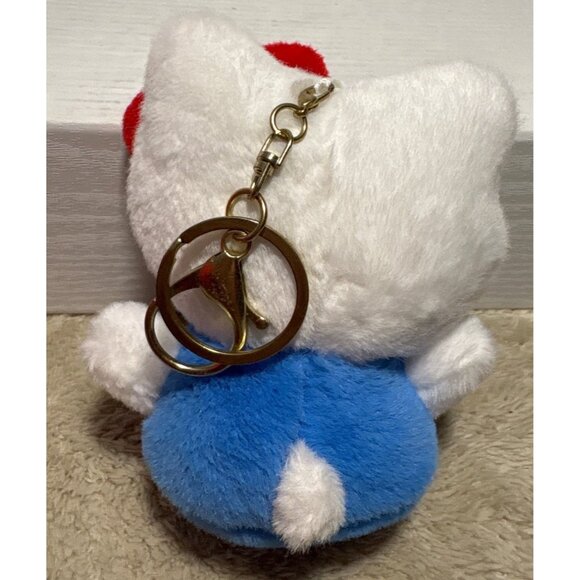 Hello Kitty Keychain Plush With Red Bow & Blue Dress 4.5” - Picture 3 of 7
